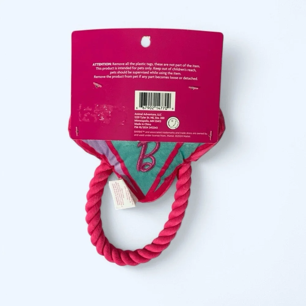 NEW Dog Toy Stuffed Barbie Diamond Ring with Squeaker and Rope Ring for Tug